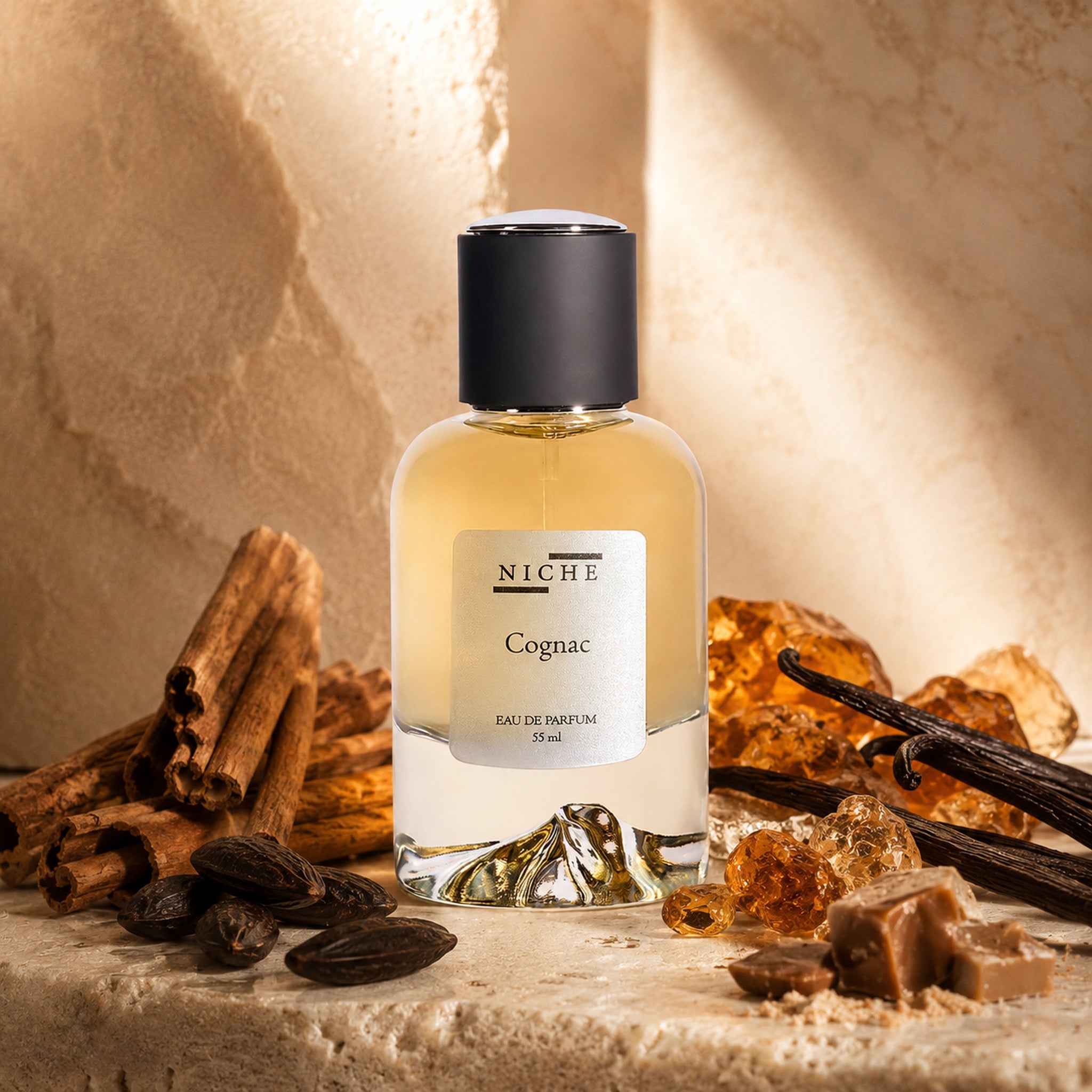 COGNAC by Niche Eau de Parfum (Inspired by Kilian's Angel's Share) with a sensorial composition of its fragrance notes