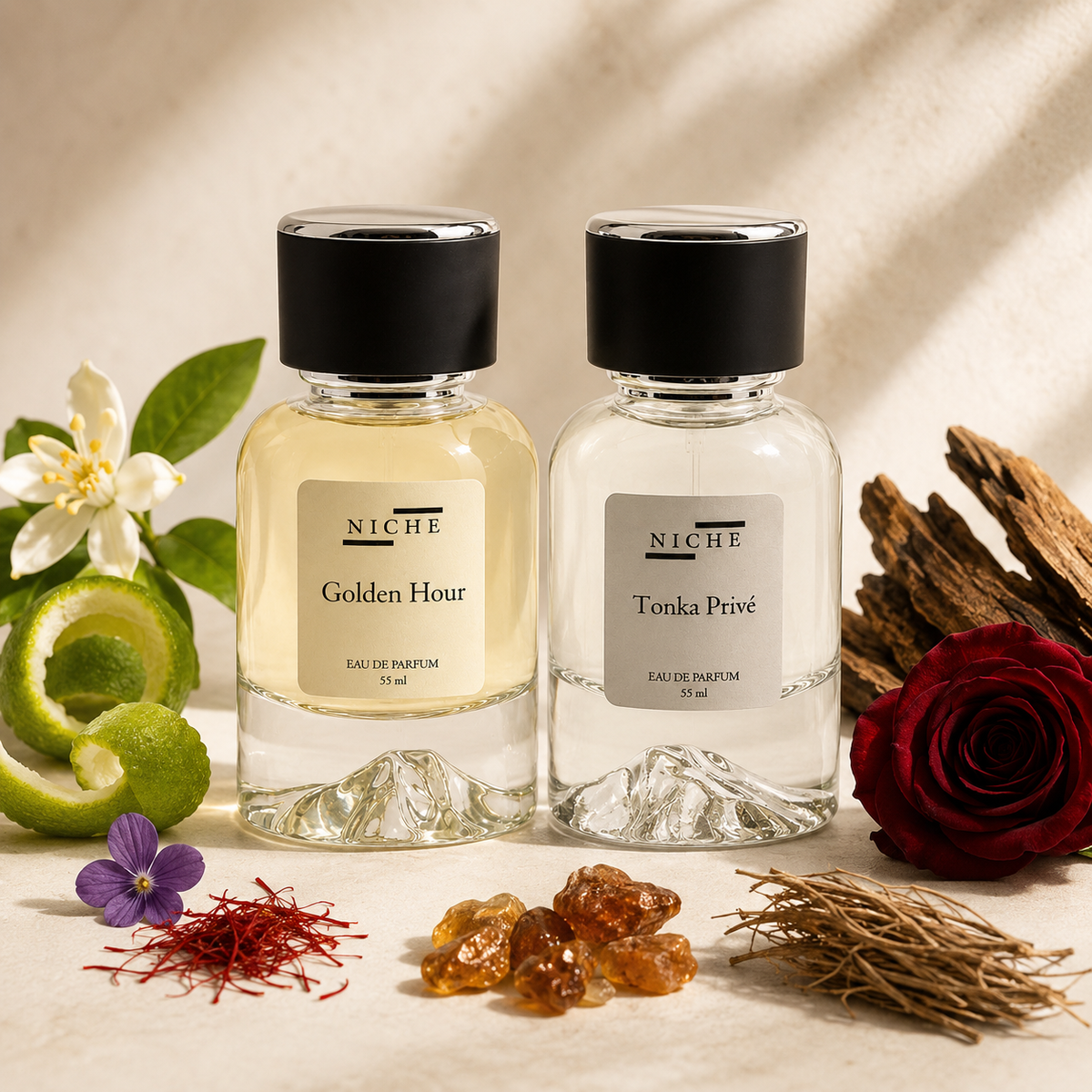 Golden Oud Layering Set — two Niche Essences perfumes with key fragrance notes