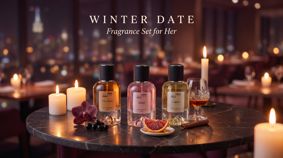 Winter Date Fragrance Set for Her: Vice Noir, Sinful and Cognac