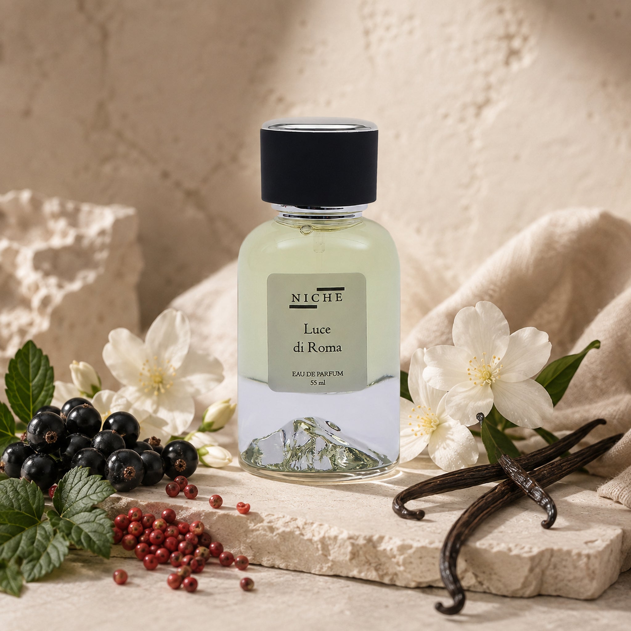 LUCE DI ROMA by Niche Eau de Parfum (Inspired by V's Born in Rome) with a sensorial composition of its fragrance notes
