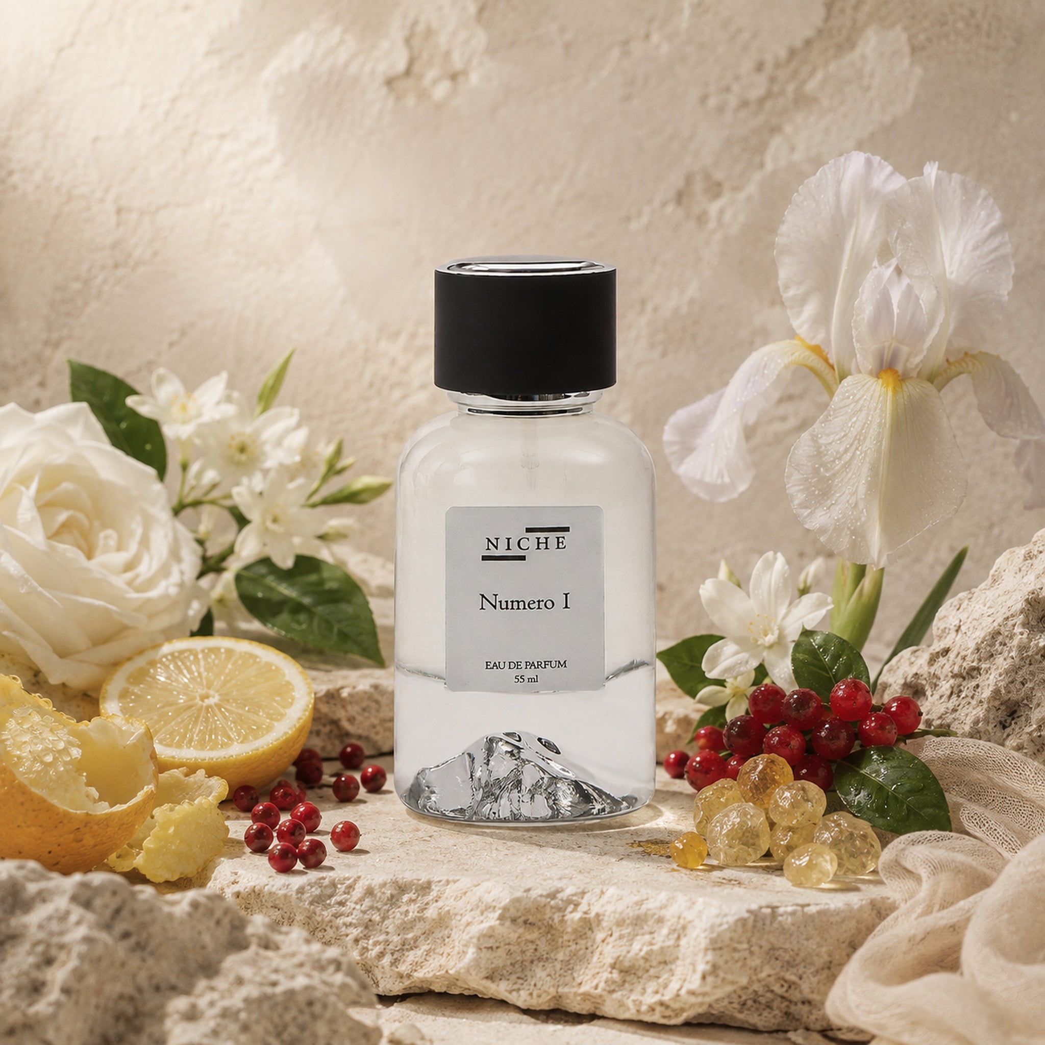 NUMERO 1 by Niche Eau de Parfum (Inspired by Chanel's N°1) with a sensorial composition of its fragrance notes