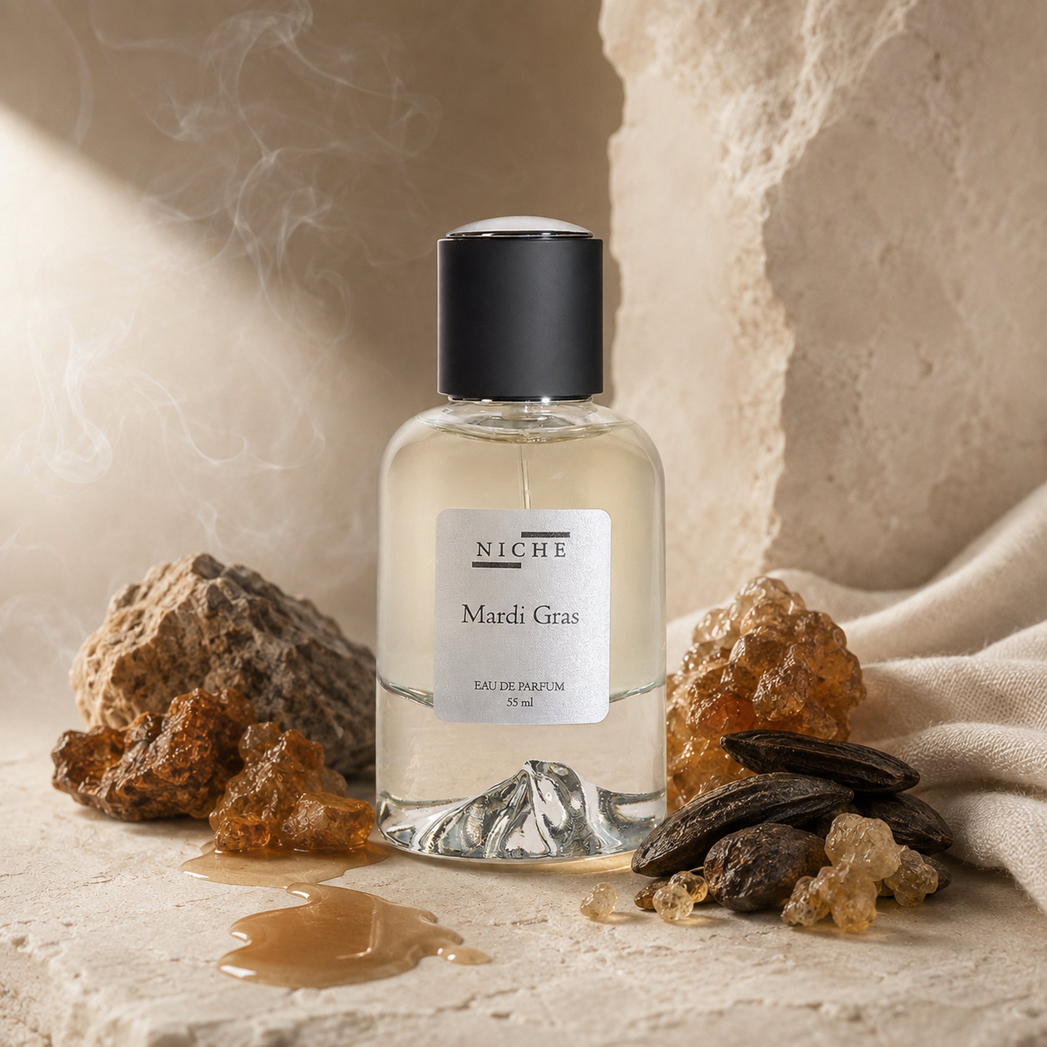 Mardi Gras by Niche Eau de Parfum (Inspired by MFK's Grand Soir) with a sensorial composition of its fragrance notes