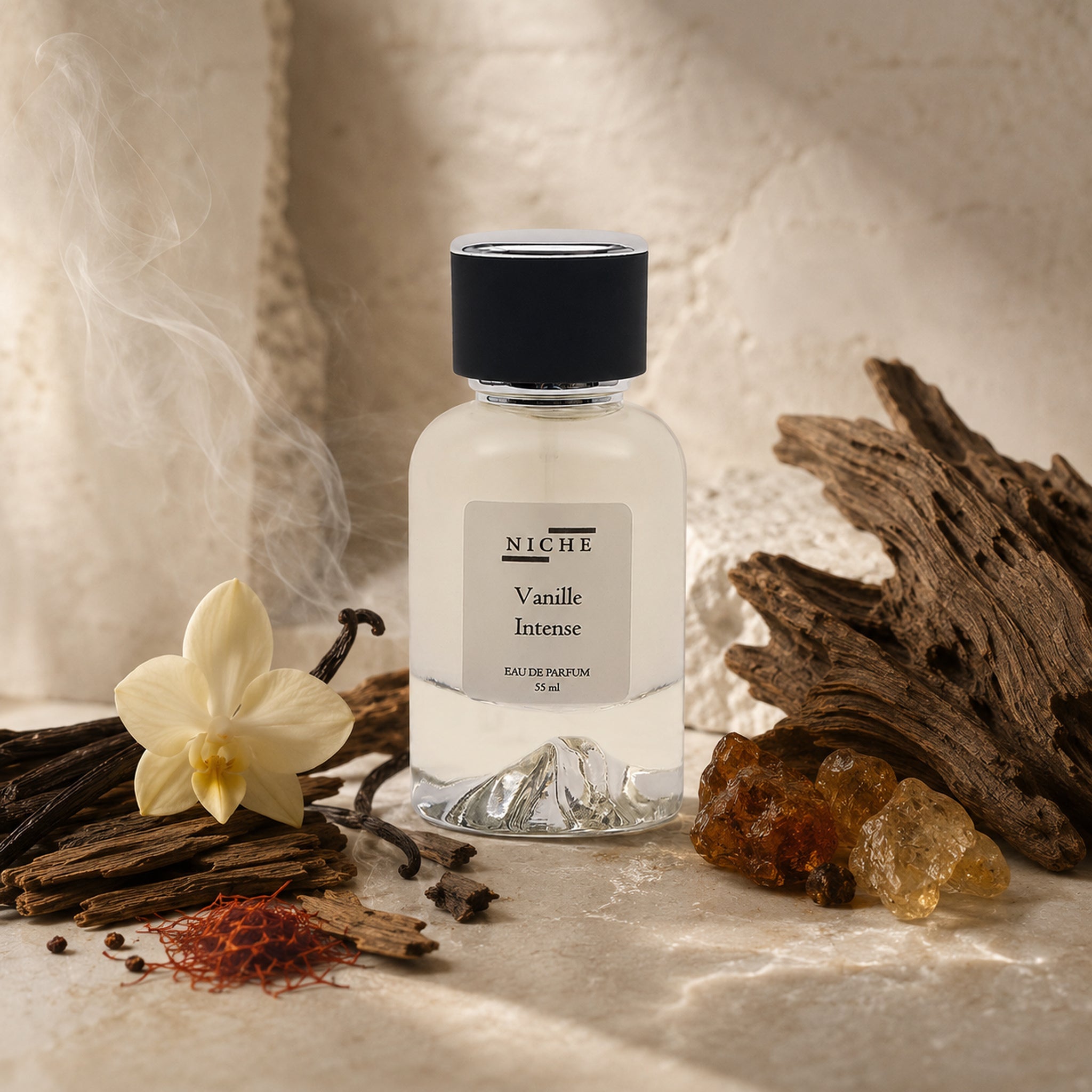 VANILLE INTENSE by Niche Eau de Parfum (Inspired by Montale's Dark Vanilla) with a sensorial composition of its fragrance notes