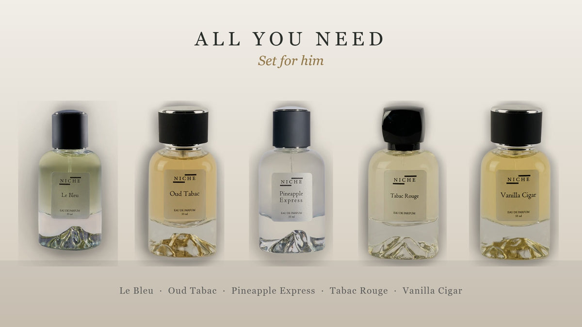 All You Need Fragrance Set for Him: Le Bleu, Oud Tabac, Pineapple Express, Tabac Rouge, Vanilla Cigar