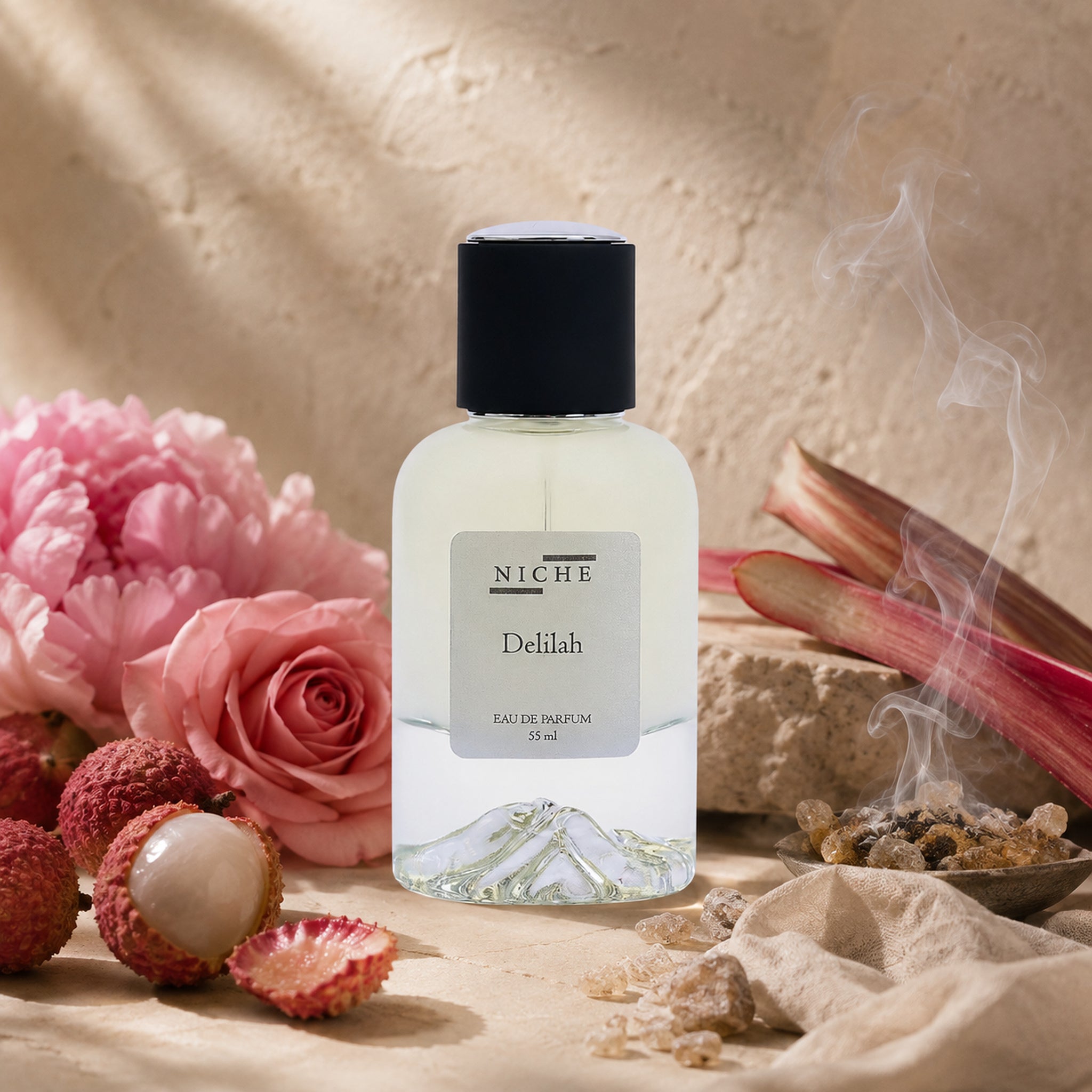 DELILAH by Niche Eau de Parfum (Inspired by PDM's Delina) with a sensorial composition of its fragrance notes