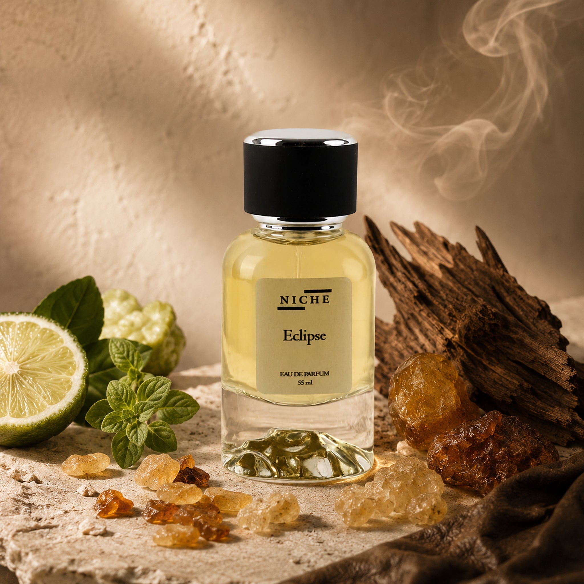 ECLIPSE by Niche Eau de Parfum (Inspired by Amouage's Interlude) with a sensorial composition of its fragrance notes