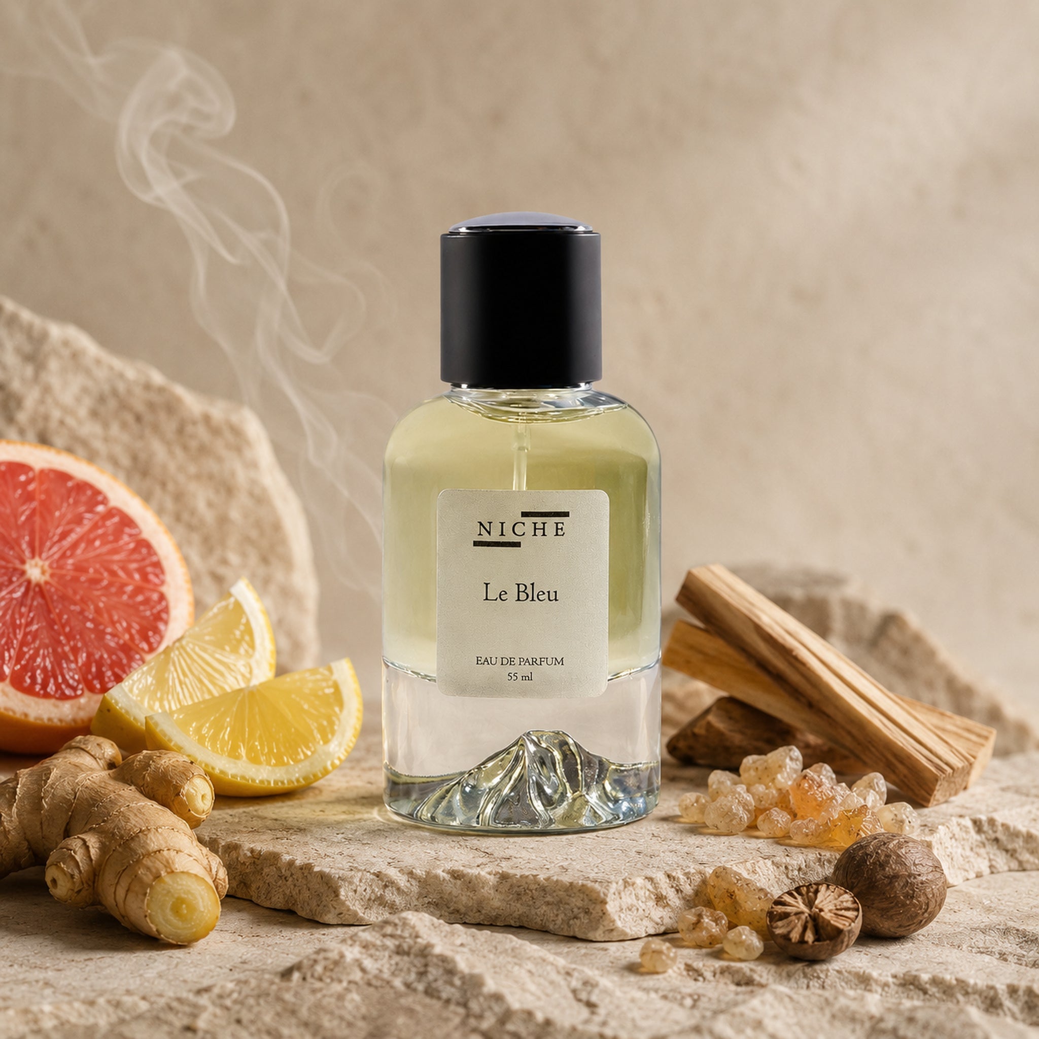 LE BLEU by Niche Eau de Parfum (Inspired by Bleu De Chanel) with a sensorial composition of its fragrance notes