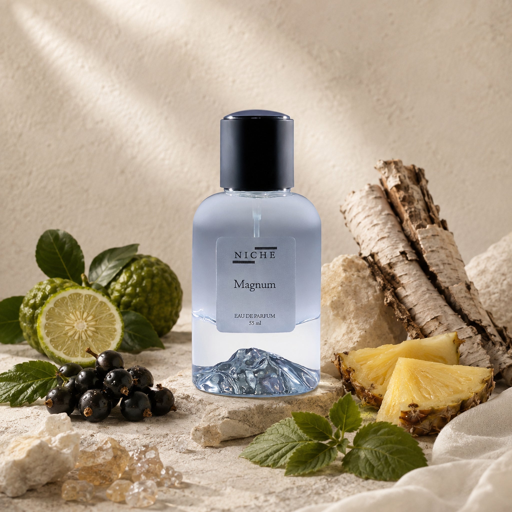 MAGNUM by Niche Eau de Parfum (Inspired by Creed's Aventus) with a sensorial composition of its fragrance notes
