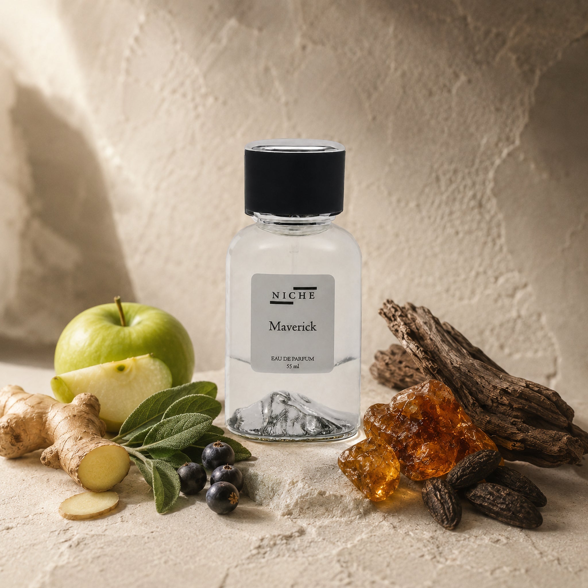 MAVERICK BY NICHE EAU DE PARFUM (INSPIRED BY YSLS'S Y) with a sensorial composition of its fragrance notes