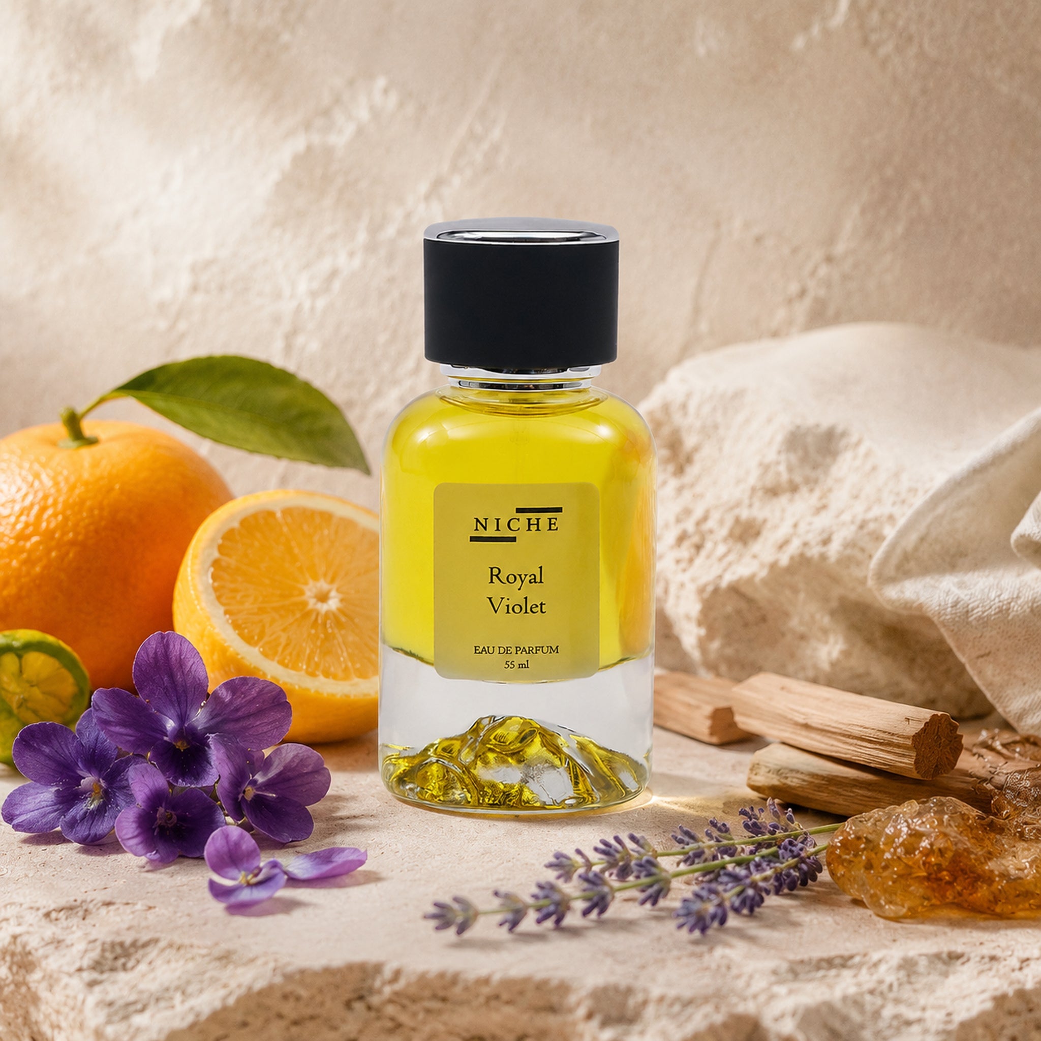 ROYAL VIOLET by Niche Eau de Parfum (Inspired by PDM's Palatine) with a sensorial composition of its fragrance notes