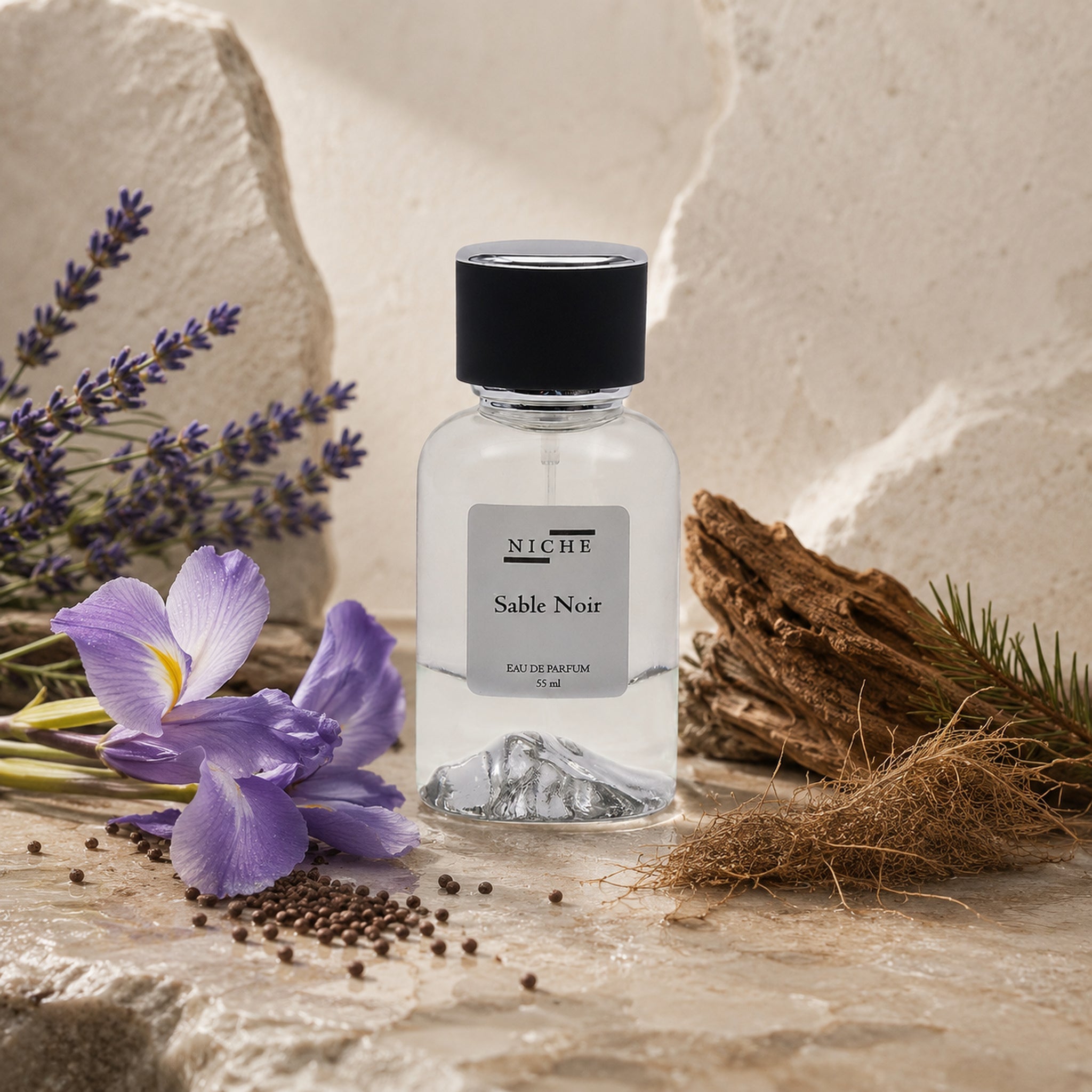 SABLE NOIR BY NICH EAU DE PARFUM (INSPIRED BY DIOR'S HOMME INTENSE) with a sensorial composition of its fragrance notes
