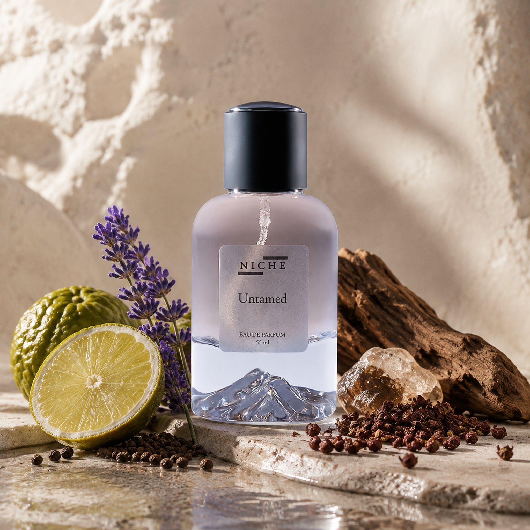 UNTAMED by Niche Eau de Parfum (Inspired by Dior's Sauvage) with a sensorial composition of its fragrance notes