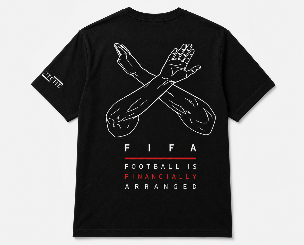 Black World Cup T-shirt back view with FIFA graphic
